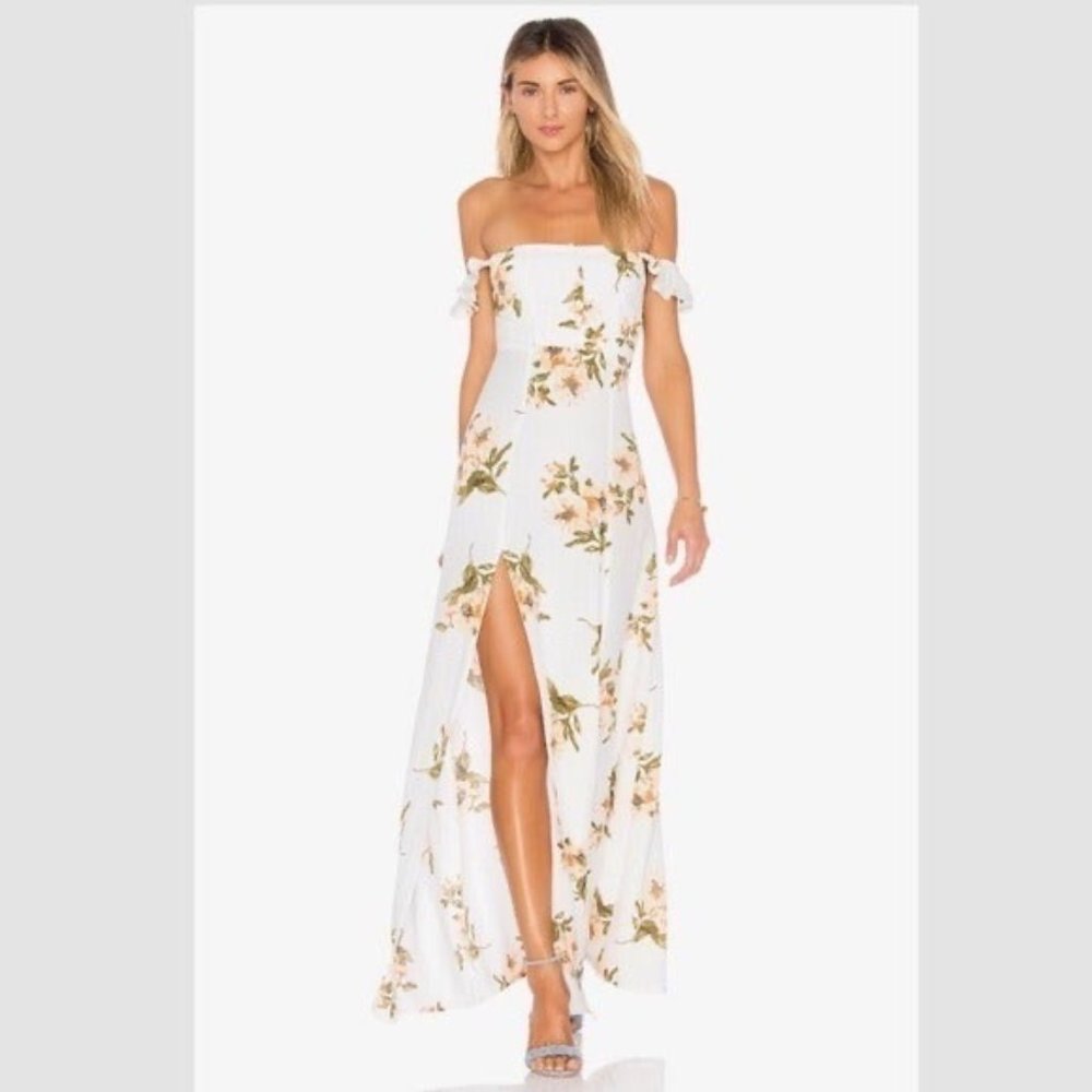 COPY - Flynn Skye-  bardot dress in orange gatherings